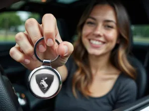 Volvo Custom Key Ring Photo Domed Metallic Look